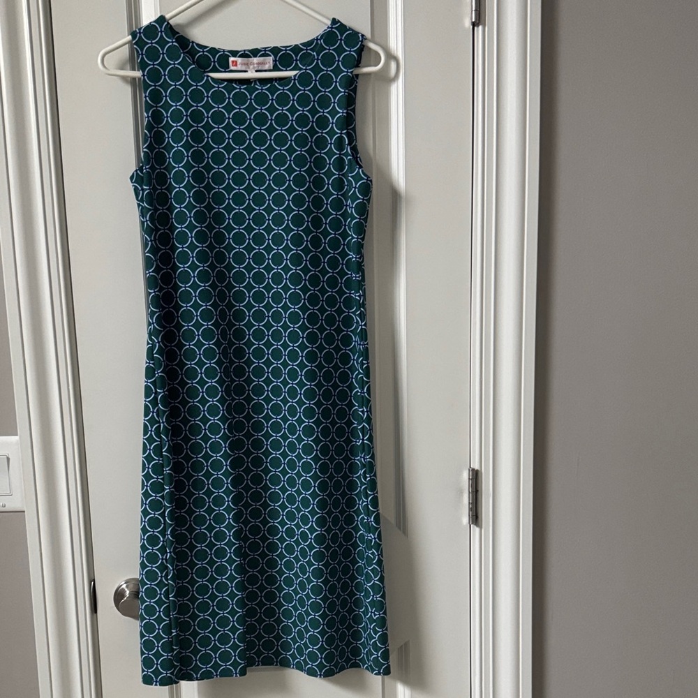 Jude Connally Teal Circle Pattern Midi Dress